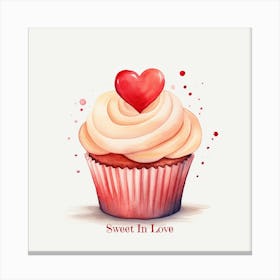 Sweet In Love Cupcake Heart Valentine's Day Canvas Print