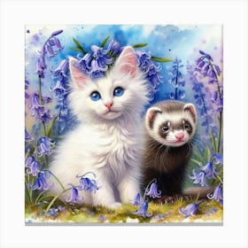 Ferret And Bluebells 3 Canvas Print