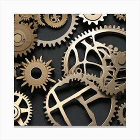 Gears On Black Background 8 Canvas Print