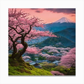 Japanese Sakura In Mountain 18 Canvas Print