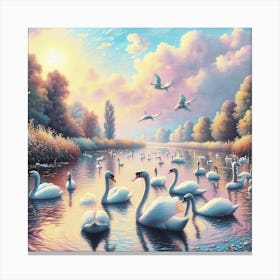 Lake with Swans 1 Canvas Print