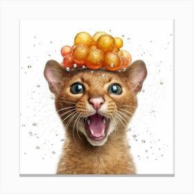 Orange Cat With Bubbles Canvas Print