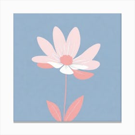 A White And Pink Flower In Minimalist Style Square Composition 353 Canvas Print