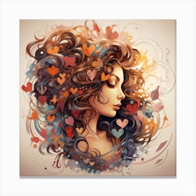Woman and A Heart Of Love Canvas Print