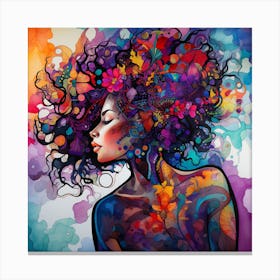 Colorful Woman With Colorful Hair 1 Canvas Print