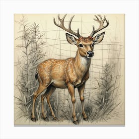 Deer Drawing 43 Canvas Print