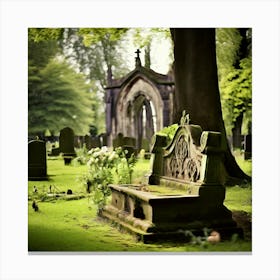 Remembrance Vintage Tomb Landmark Beautiful Plant Headstone Culture Old Architecture Rest (15) Canvas Print