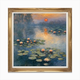 Water Lilies Setting Sun, Claude Monet Art Print (1) Canvas Print