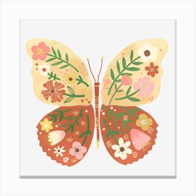 Butterfly With Flowers 2 Canvas Print