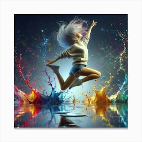 Girl Jumping In Water Canvas Print