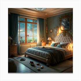 The View Of Very Beautifull Couple Bed Room 3d (1) Canvas Print