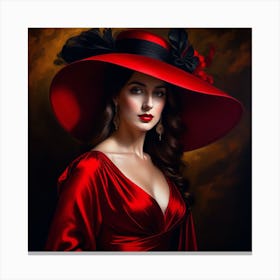 Portrait Of A Woman In Red Dress 5 Canvas Print