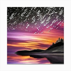 Star Trails Over Lake Canvas Print