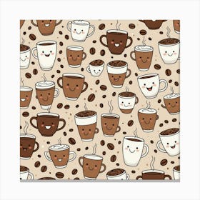 Coffee Seamless Pattern 7 Canvas Print