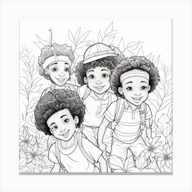 Afro Kids In The Jungle Canvas Print