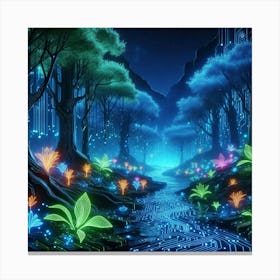 neon-lit jungle wall art Canvas Print