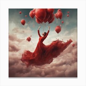 Red Balloons In The Sky Canvas Print