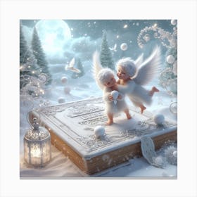 Angels On The Book Canvas Print