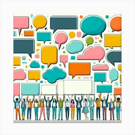 Group Of People With Speech Bubbles 1 Canvas Print