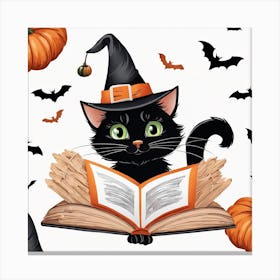 Cute Cat Halloween Pumpkin (44) Canvas Print