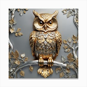 Gold and silver Owl Canvas Print