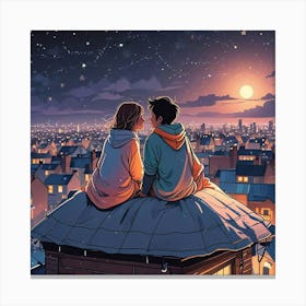 Couple Sitting Together Art Print (3) Canvas Print