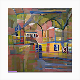 Train station with the cubist movement. Canvas Print