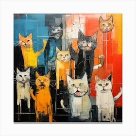 Cat families, attractive watercolors Canvas Print