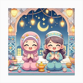 Muslim Girls Praying Canvas Print