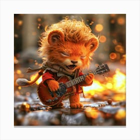 Lion Playing Guitar Canvas Print