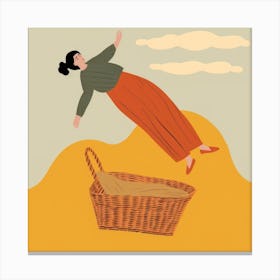 Illustration Of A Woman With A Basket Canvas Print