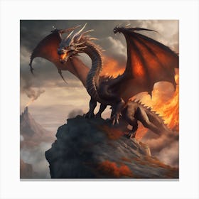 Dragon In Flames Canvas Print