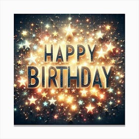 Happy Birthday with Stars Art Canvas Print