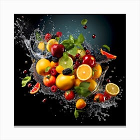 Fruit Splashing In Water 2 Canvas Print