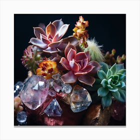Succulents And Crystals 4 Canvas Print