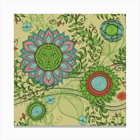 Hand Drawn Floral Mandala 01 Canvas Print