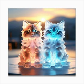 Crystal ice cats statue Canvas Print