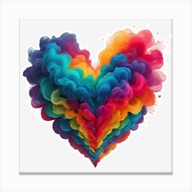 A Heart Made Of Rainbow Smoke On White Background Canvas Print