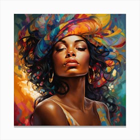 Woman With Colorful Hat Canvas Print