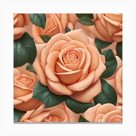 Peach Roses 11 Canvas Print