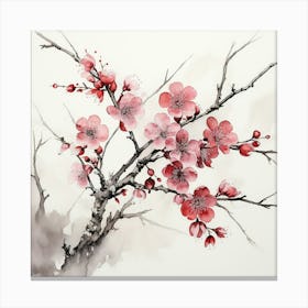 Ink Cherry Blossoms Branches 6 Canvas Print