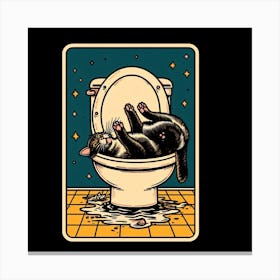 Cat In The Toilet 8 Canvas Print