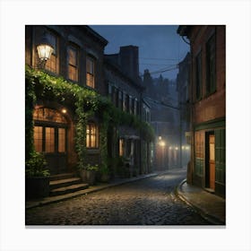 City Street At Night Canvas Print