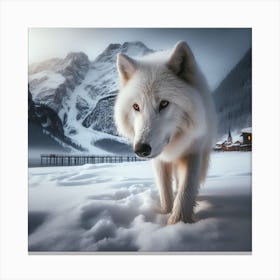 White Wolf In The Snow Canvas Print