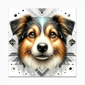 Dog Head - Abstract Line Art Illustration 256 Canvas Print