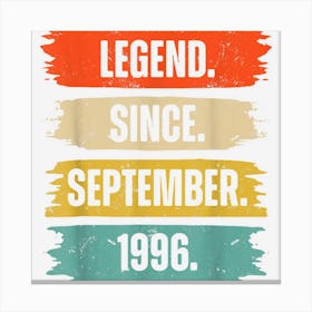 26 Years Old Gifts 26th Birthday Legend Since September 1996 Canvas Print