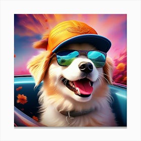 Dog In A Car Canvas Print