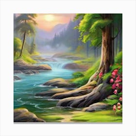 River In The Forest Canvas Print