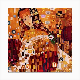Klimt Style Girl with Red Hair Canvas Print