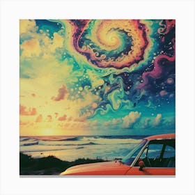 car in the ocean Canvas Print